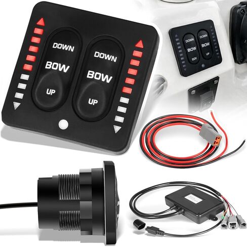 15270-001 LED Indicator Two-Piece Tactile Trim Tab Switch Kit w/Pigtail - Compatible with Lenco Single Actuator Trim Tab Systems 12V/24V - Low-Profile Remote Control Box, Auto-Retract, Backlit Keypad in Kuwait
