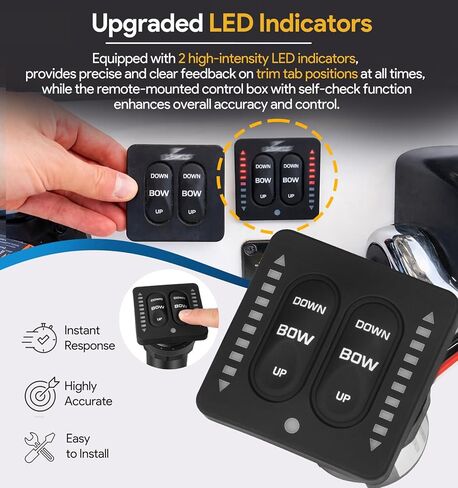 15270-001 LED Indicator Two-Piece Tactile Trim Tab Switch Kit w/Pigtail - Compatible with Lenco Single Actuator Trim Tab Systems 12V/24V - Low-Profile Remote Control Box, Auto-Retract, Backlit Keypad in Kuwait