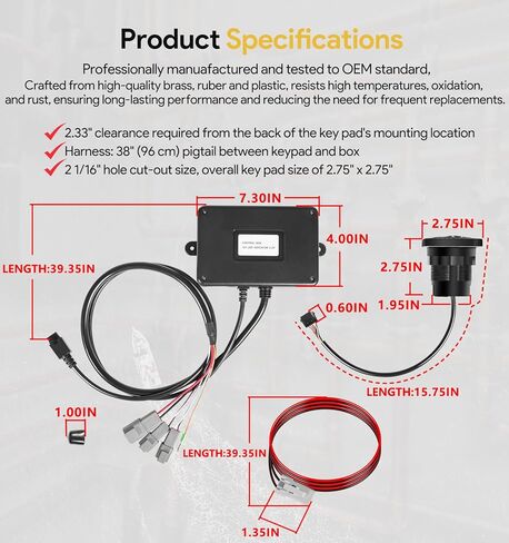 15270-001 LED Indicator Two-Piece Tactile Trim Tab Switch Kit w/Pigtail - Compatible with Lenco Single Actuator Trim Tab Systems 12V/24V - Low-Profile Remote Control Box, Auto-Retract, Backlit Keypad in Kuwait