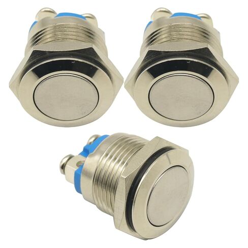 3Pcs 16mm 1NO Start Horn Button Momentary Stainless Steel Metal Push Button Switch in Kuwait