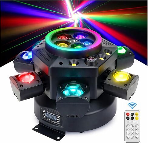 ضوء DJ برأس عنكبوت متحرك 150 وات 6 أذرع - شعاع عين النحل RGBW، ليزر مرصع بالنجوم، ستروب أبيض وعنبر، حلقة هالة - DMX512 إضاءة المسرح الهجين المنشط بالصوت لنادي الزفاف in Kuwait