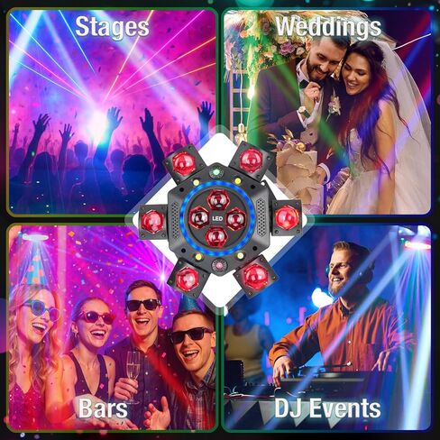ضوء DJ برأس عنكبوت متحرك 150 وات 6 أذرع - شعاع عين النحل RGBW، ليزر مرصع بالنجوم، ستروب أبيض وعنبر، حلقة هالة - DMX512 إضاءة المسرح الهجين المنشط بالصوت لنادي الزفاف in Kuwait