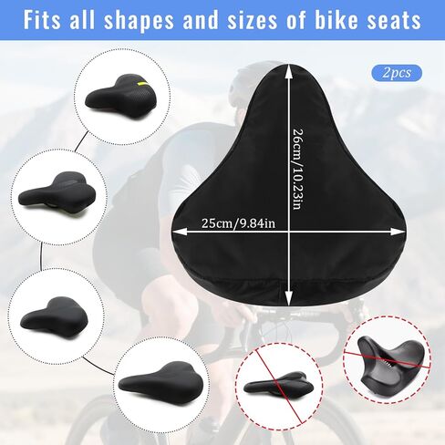 2 Pcs Bike Seat Cover Waterproof, Black Bicycle Seat Cover with Drawstring for Multiple Bicycles and E-Bikes in Kuwait