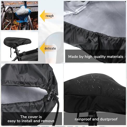 2 Pcs Bike Seat Cover Waterproof, Black Bicycle Seat Cover with Drawstring for Multiple Bicycles and E-Bikes in Kuwait