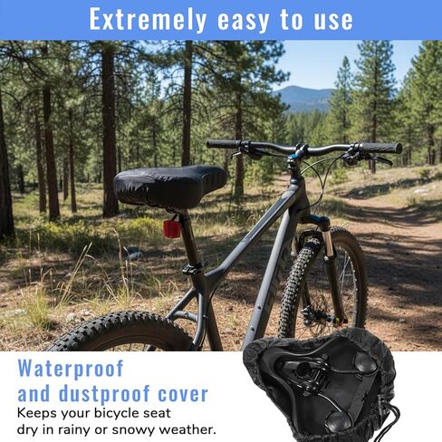 2 Pcs Bike Seat Cover Waterproof, Black Bicycle Seat Cover with Drawstring for Multiple Bicycles and E-Bikes in Kuwait
