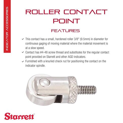 ملامسة الأسطوانة الصلبة الصغيرة Starrett مع صامولة فحص مخرشة - لوضع جهة الاتصال على عمود دوران المؤشر - رقم 4-48 خيط لولبي - 25 وات in Kuwait