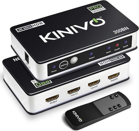 Kinivo HDMI Switch 5 in 1 Out 4K 60Hz (HDR 10, High Speed 18Gbps, IR Remote, HDCP2.2, Dolby Vision, VRR) - 550BN Switcher Compatible with Roku, PS5, Xbox, Apple TV, Nintendo Switch 2, Cable Box in Kuwait