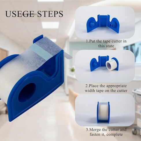 10 Rolls Medical Paper Tape Waterproof, Hypoallergenic Surgical Tape for Wound Care Dressings & Face Daily Care, First Aid Bandage for Sensitive Skin, 2 Dispensers Included,1 inch x 10 Yards in Kuwait