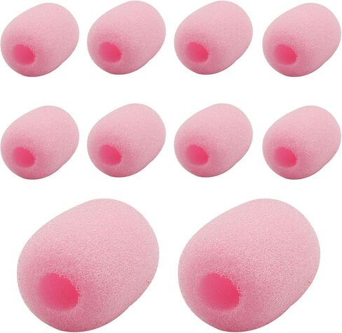 10 Pack Pink Lapel Headset Microphone Windscreen - High-Density Sponge Foam Covers for Noise Reduction, Dust & Moisture Protection - Fits Gaming, Office, Fitness, Aviation Headsets in Saudi Arabia