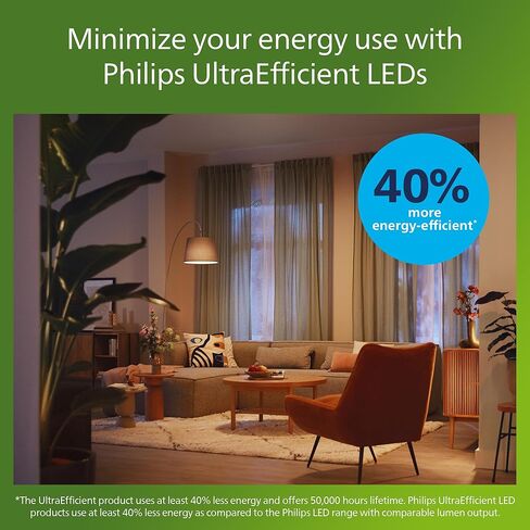 Philips LED 60W A19 12-Pack مصباح نهاري فائق الكفاءة (5W = 60W) لمبة إضاءة شفافة خالية من الوميض وقابلة للتعتيم in Kuwait