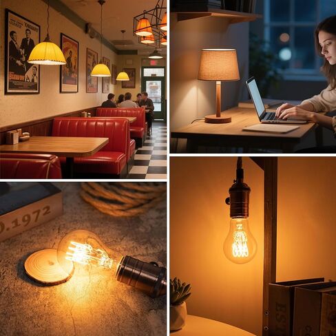 Dimmable E26 A19 Edison Bulbs Vintage Amber Light Bulbs 40 watt,Decorative Antique Spiral Filament Warm 2200K LED Light Bulb 400LM,for Rustic,Lamp,Chandelier,Pendant,Pack of 2 in Saudi Arabia