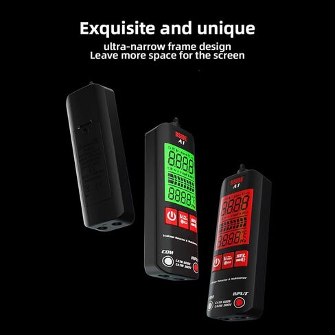 BSIDE A1 Mini Multimeter LCD جهاز اختبار رقمي للكشف عن الجهد 2000 عدد DC/AC مقاومة تردد الجهد NCV استمرارية سلك حي سلك محايد تحقق من مقياس RMS الحقيقي مع حقيبة سحاب للتخزين in Kuwait