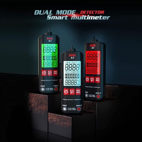 BSIDE A1 Mini Multimeter LCD جهاز اختبار رقمي للكشف عن الجهد 2000 عدد DC/AC مقاومة تردد الجهد NCV استمرارية سلك حي سلك محايد تحقق من مقياس RMS الحقيقي مع حقيبة سحاب للتخزين in Kuwait