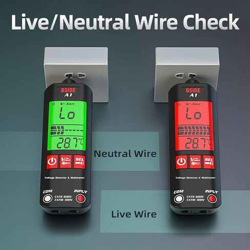 BSIDE A1 Mini Multimeter LCD جهاز اختبار رقمي للكشف عن الجهد 2000 عدد DC/AC مقاومة تردد الجهد NCV استمرارية سلك حي سلك محايد تحقق من مقياس RMS الحقيقي مع حقيبة سحاب للتخزين in Kuwait