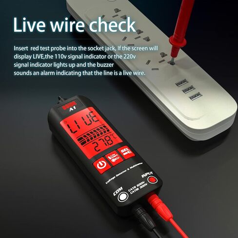 BSIDE A1 Mini Multimeter LCD جهاز اختبار رقمي للكشف عن الجهد 2000 عدد DC/AC مقاومة تردد الجهد NCV استمرارية سلك حي سلك محايد تحقق من مقياس RMS الحقيقي مع حقيبة سحاب للتخزين in Kuwait