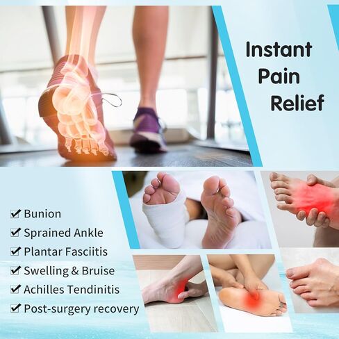 Tolaccea Reusable Gel Cold Therapy Sock for Hot & Cold Therapy, Ankle Foot Ice Pack Wrap for Injuries, Instant Pain Relief for Achilles Tendonitis, Plantar Fasciitis, Foot Heel -1pcs in Saudi Arabia