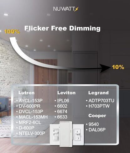 NUWATT 12 حزمة، 4 بوصة إضاءة LED مجوفة، CCT 2700K/3000K/3500K/4000K/5000K، 630LM، 9W، تصنيف IC، عاكس للضوء، أضواء بدون علبة مع صندوق توصيل، ETL ونجمة الطاقة، زخرفة سوداء in Kuwait