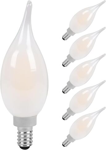 مصابيح إضاءة ثريا LED قابلة للتعتيم من FELCO، لمبة شمعدان E12 60 وات مكافئة، 5.5 وات متجمد CA11 مصابيح شموع خيوط LED للثريات، 500LM ساطعة، 2700K، CRI90، 6 عبوات in Kuwait