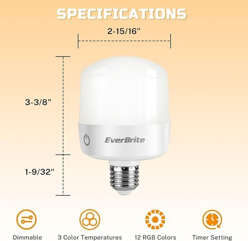 مصابيح إضاءة EverBrite E26 قابلة لإعادة الشحن مع جهاز تحكم عن بعد واللمس، لمبة احتياطية للبطارية للشمعدانات والمصابيح، مصابيح تخييم LED قابلة للفصل وقابلة للتعتيم مع 12 لون RGB و3 درجات حرارة لونية، عبوتان in Kuwait