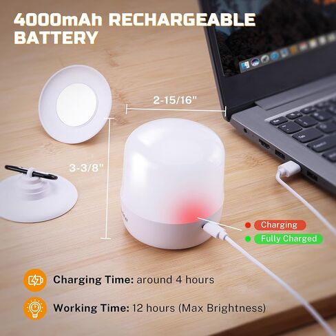 مصابيح إضاءة EverBrite E26 قابلة لإعادة الشحن مع جهاز تحكم عن بعد واللمس، لمبة احتياطية للبطارية للشمعدانات والمصابيح، مصابيح تخييم LED قابلة للفصل وقابلة للتعتيم مع 12 لون RGB و3 درجات حرارة لونية، عبوتان in Kuwait