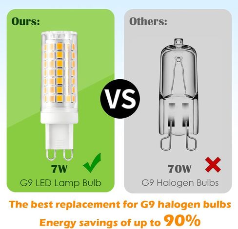 مصابيح G9 LED قابلة للتعتيم 2700K G9 قاعدة ثنائية الدبوس T4 7W بديلة لـ 70 واط هالوجين، 120 فولت 800 لومن 360 درجة زاوية شعاع ناعمة بيضاء دافئة 6 عبوات، تركيبات إضاءة للحمام in Kuwait