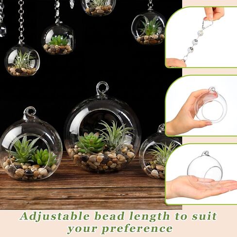 24 Pcs 5.3'' 3.9'' 3.15'' Hanging Glass Tealights Candle Holder Large Globes Fillable Plant Clear Terrarium Orbs Air Plants Holder with Fishing Line Wedding Centerpiece Tree Decor in Saudi Arabia