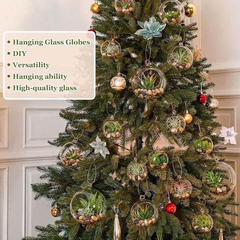 24 Pcs 5.3'' 3.9'' 3.15'' Hanging Glass Tealights Candle Holder Large Globes Fillable Plant Clear Terrarium Orbs Air Plants Holder with Fishing Line Wedding Centerpiece Tree Decor in Saudi Arabia