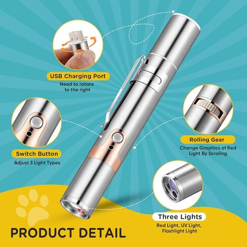لعبة مؤشر Cat ، ألعاب Cat Pointer Light للألعاب الداخلية ، USB Recharge 3 ألعاب Cat تفاعلية للكلاب والقطط وتدريب مطاردة التفاعلية in Saudi Arabia