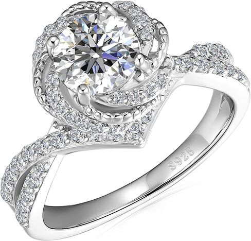 2.5 Carat Twisted Moissanite Engagement Ring for Women Sterling Silver 925, Thick 18K White Gold Plated Tarnish Resistant in Saudi Arabia