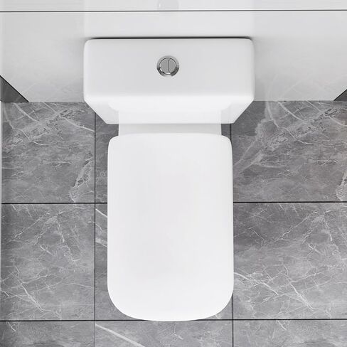 مرحاض WinZo WZ5813 بتصميم مربع مكون من قطعتين مع تدفق مزدوج 1.1/1.6 GPF P Trap جدار التفريغ للحمام، أبيض in Kuwait