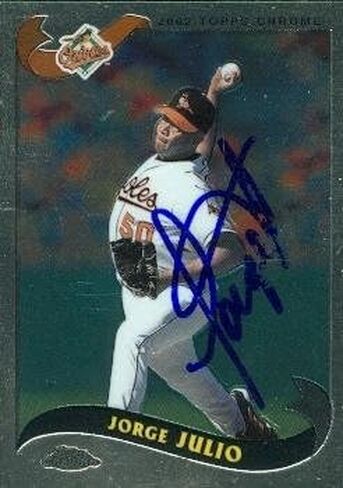 مستودع التوقيع 50680 بطاقة بيسبول موقعة من خورخي خوليو بالتيمور أوريولز 2002 Topps Chrome رقم .T95 in Kuwait