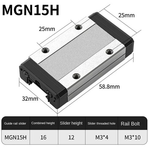 MGN15H 100 مم - 800 مم 1 * قضيب توجيه مصغر + 1 قطعة كتلة منزلق (400 مم) in Kuwait