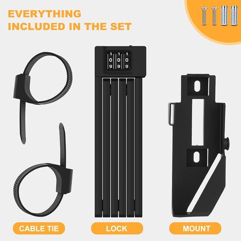 Diyife Mini Folding Bike Lock, [2.36ft/72cm] 3-Digit Combination Bicycle Lock, 360° Rotation Waterproof Anti-Theft Alloy Steel Foldable Lock with Bracket for Ebike Scooter Motorcycle in Kuwait
