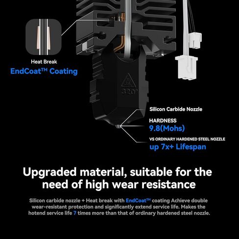 Phaetus ترقية Conch Hotend/Conch Hotend Plus EndCoat فوهة/فوهة كربيد السيليكون مع كتلة التسخين الثرمستور لـ Bambu Lab X1، X1C طابعة ثلاثية الأبعاد 0.4 مم (سلسلة X1) in Kuwait