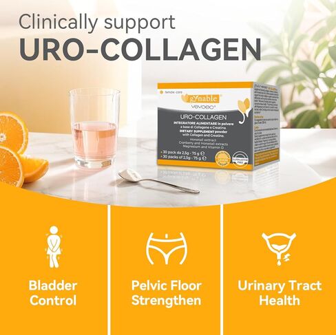 Gynable UROCollagen,Bladder Control Supplement for Women,Urinary Tract Health, Strengthen Pelvic Floor Muscles,Urinary Leakage,Female Care,with Creatine,Natural Lemon Flavored in Kuwait