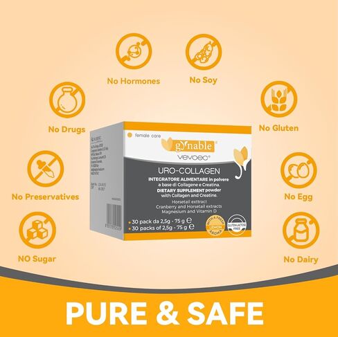 Gynable UROCollagen,Bladder Control Supplement for Women,Urinary Tract Health, Strengthen Pelvic Floor Muscles,Urinary Leakage,Female Care,with Creatine,Natural Lemon Flavored in Saudi Arabia