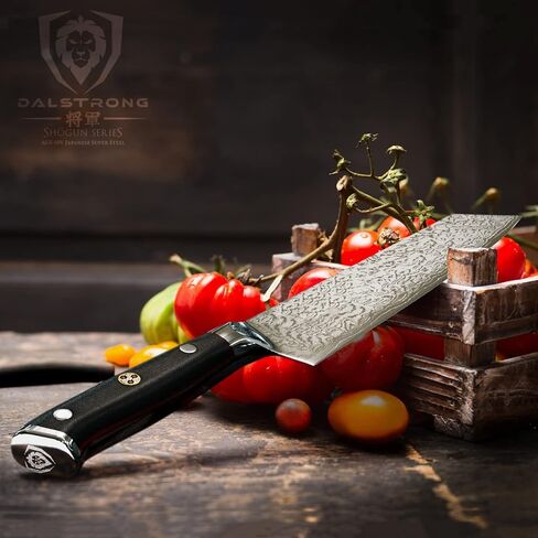 Dalstrong Kiritsuke Chef Knife - 8.5 inch - Shogun Series Elite - Damascus - Japanese AUS-10V Super Steel Kitchen Knife - Premium Black G10 Handle - Razor Sharp Knife - Chef's Knife - w/Sheath in Kuwait