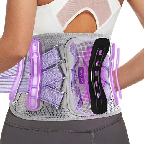 Fit Geno Back Brace for Lower Back Pain Women: Adjustable Lumbar Support Brace for Pain Relief - Breathable Waist Belt for Comfort - L in Kuwait