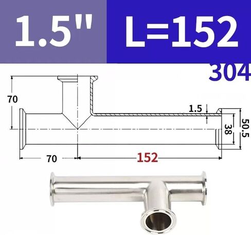 1.5 "ثلاثي المشبك الفولاذ المقاوم للصدأ SS304 OD38 3 طريقة المحملة من جانب واحد تمديد المنظار الطول الخارجي 152 مللي متر IHNIEAEW in Kuwait