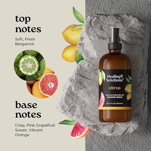 Healing Solutions Aromatherapy Shower Spray, Citrus, 4oz, Therapeutic Grade Essential Oils, Made in the USA, At Home Spa Experience in Kuwait