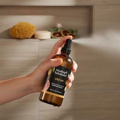 Healing Solutions Aromatherapy Shower Spray, Citrus, 4oz, Therapeutic Grade Essential Oils, Made in the USA, At Home Spa Experience in Kuwait