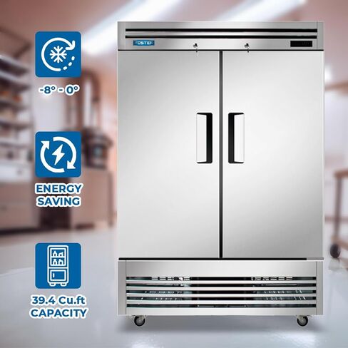 FOSTER 54" Commercial Freezer Stainless Steel Reach-In 2-Door 39.4 Cu.ft Dixell Temp Control -8° to 0° for Commercial Kitchen, Restaurant, Bar - 955W 115V in Kuwait
