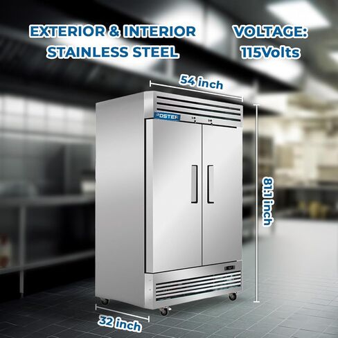FOSTER 54" Commercial Freezer Stainless Steel Reach-In 2-Door 39.4 Cu.ft Dixell Temp Control -8° to 0° for Commercial Kitchen, Restaurant, Bar - 955W 115V in Kuwait
