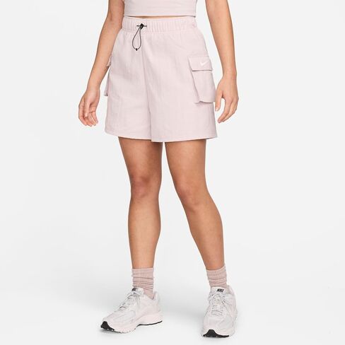 Nike Sportswear Essential Women's Woven High-Rise Shorts (Platinum Violet/Sail, DM6247-019) Size X-Small in Kuwait
