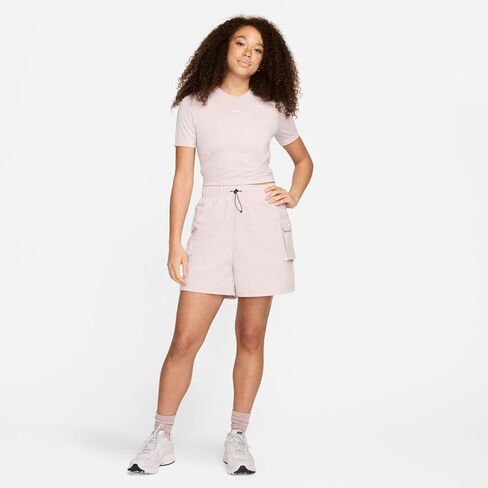 Nike Sportswear Essential Women's Woven High-Rise Shorts (Platinum Violet/Sail, DM6247-019) Size X-Small in Kuwait