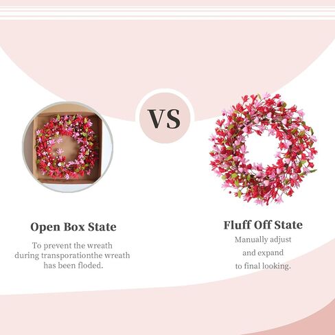 Bibelot Valentine's Day Wreath, 2 Pack 12 Inch Valentines Day Wreaths for Front Door, Romantic Pink & Red Heart Berry Forsythia Flowers for Wedding Anniversary Holiday Decorations in Saudi Arabia