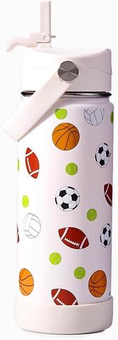 2Pack Kids Insulated Water Bottle - Bulk Stainless Steel Water Bottles for School Travel Leak Proof Vacuum Metal (Purple+Beige, 18 Ounces) in Kuwait
