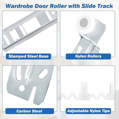 10 PCS Sliding Closet Door Roller Kit Including MP6501 Closet Door Roller and N 6560 Sliding Closet Door Floor Guide Compatible with Prime-Line,Fits 3/4" to 1-3/8" Doors (10 PCS) in Kuwait