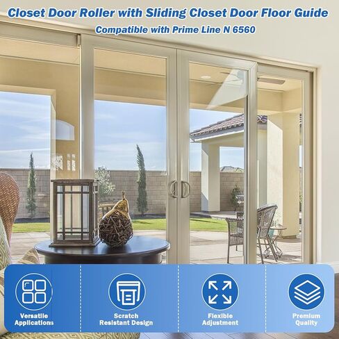 10 PCS Sliding Closet Door Roller Kit Including MP6501 Closet Door Roller and N 6560 Sliding Closet Door Floor Guide Compatible with Prime-Line,Fits 3/4" to 1-3/8" Doors (10 PCS) in Kuwait