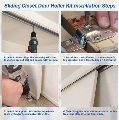 10 PCS Sliding Closet Door Roller Kit Including MP6501 Closet Door Roller and N 6560 Sliding Closet Door Floor Guide Compatible with Prime-Line,Fits 3/4" to 1-3/8" Doors (10 PCS) in Kuwait